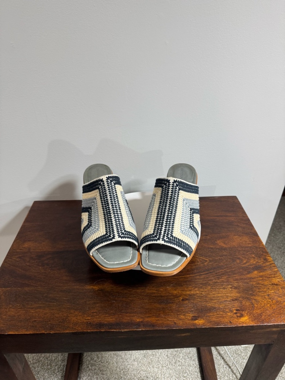 Bernardo Black, Cream & Gray Woven Slide Mules - Picture 2 of 4